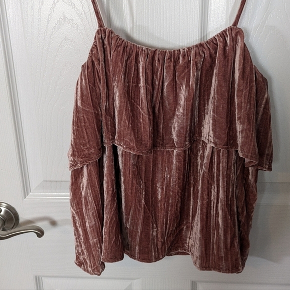 NWT Madewell Crushed Velvet Pleated Ruffle Camisole Silk Blend Pink Tank Size S - Picture 5 of 8